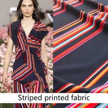 

145 cm wide 4-way stretch crepe fabric meter striped printed fabric shirt dress handmade DIY fabric wholesale cloth