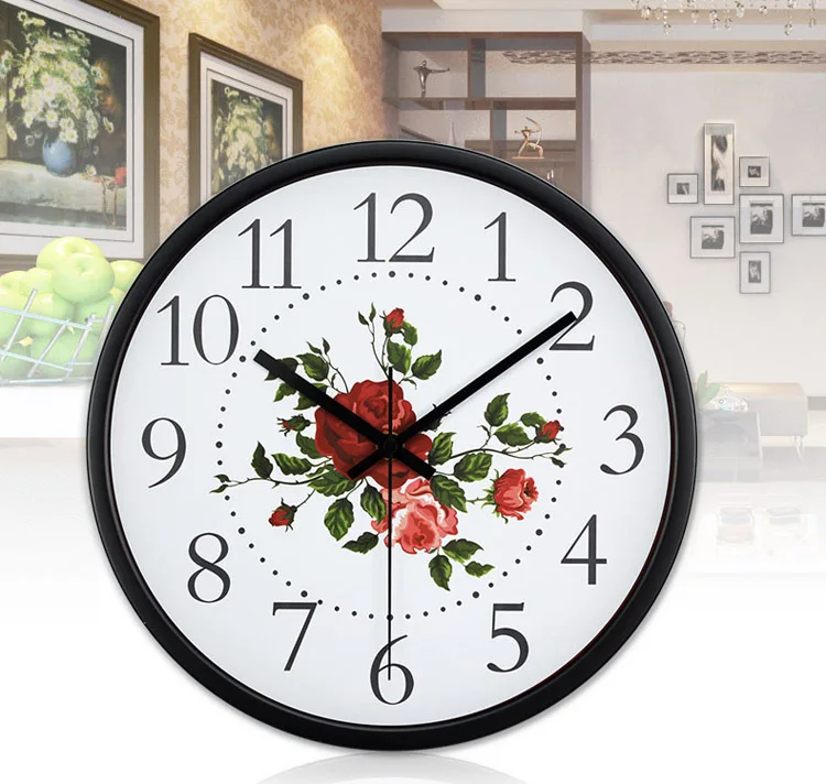 Sweep Suzuki Mute Hotel Electronic Clock-Style Pastoral Style Living Room Wall Clock Metal Candy-Colored Office Clock