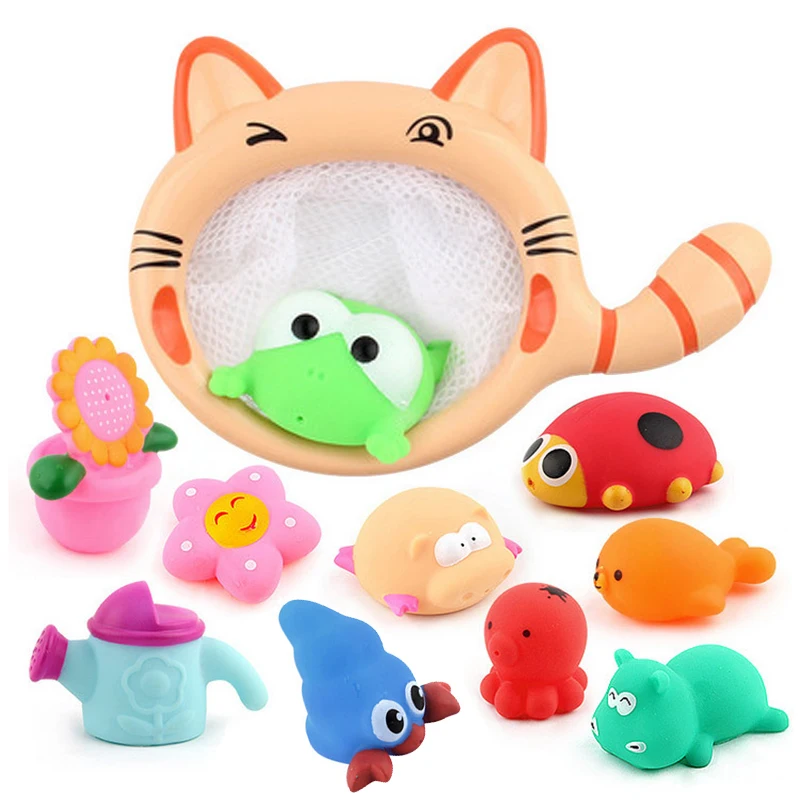 

Fishing Toys Network Bag Pick Up Soft Rubber Kids Toy Swimming Classes Summer Play Water Bath Animals Water Spray Bath Toys