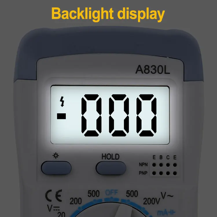 A830L ЖК-цифровой мультиметр AC DC диодный измеритель напряжения Freguency тестер тока световой дисплей с функцией зуммер