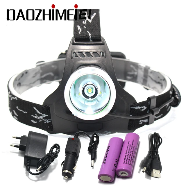 고출력 랜턴 헤드 램프, XM-L T6 LED 헤드램프, 야외 헤드 램프, 방수 헤드라이트, 18650 배터리, 충전기, USB 2 개