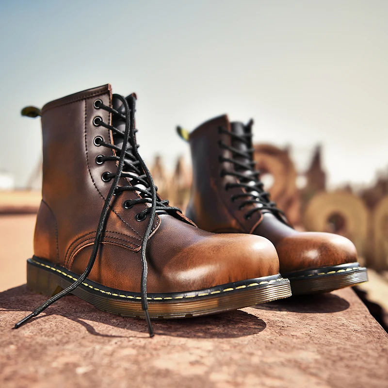 

Retro Martin boots design men's classic high to help personality trend tooling shoes fashion 2019 brand round head Oxford shoes
