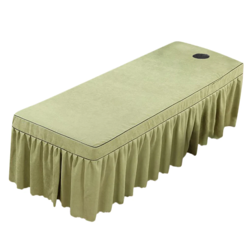 Beauty Face Bed Cover Massage Table Skirt Cotton Valance Sheet for Square Head Cosmetic Beds With Hole 75x31inch