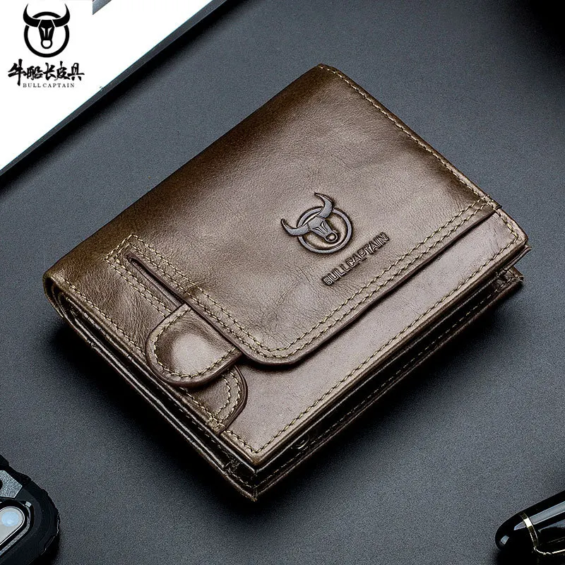

Bull Captain Leather Goods Factory Supply Full-Grain Leather Men's Leather Multi-Function Driver's License Purse Photo Wallet