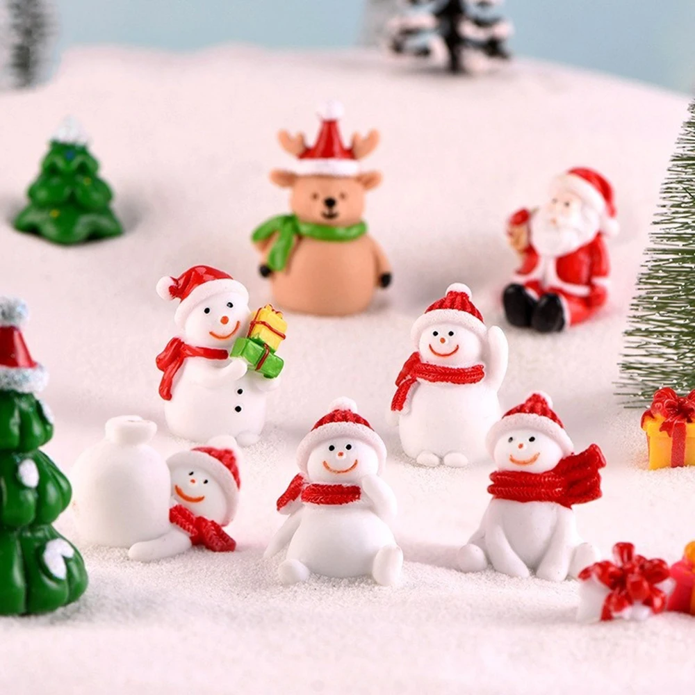 Christmas Miniature Ornaments Resin Mini Christmas Ornaments Snowman  Christmas Figurines Decoration For Crafts Snow Globes