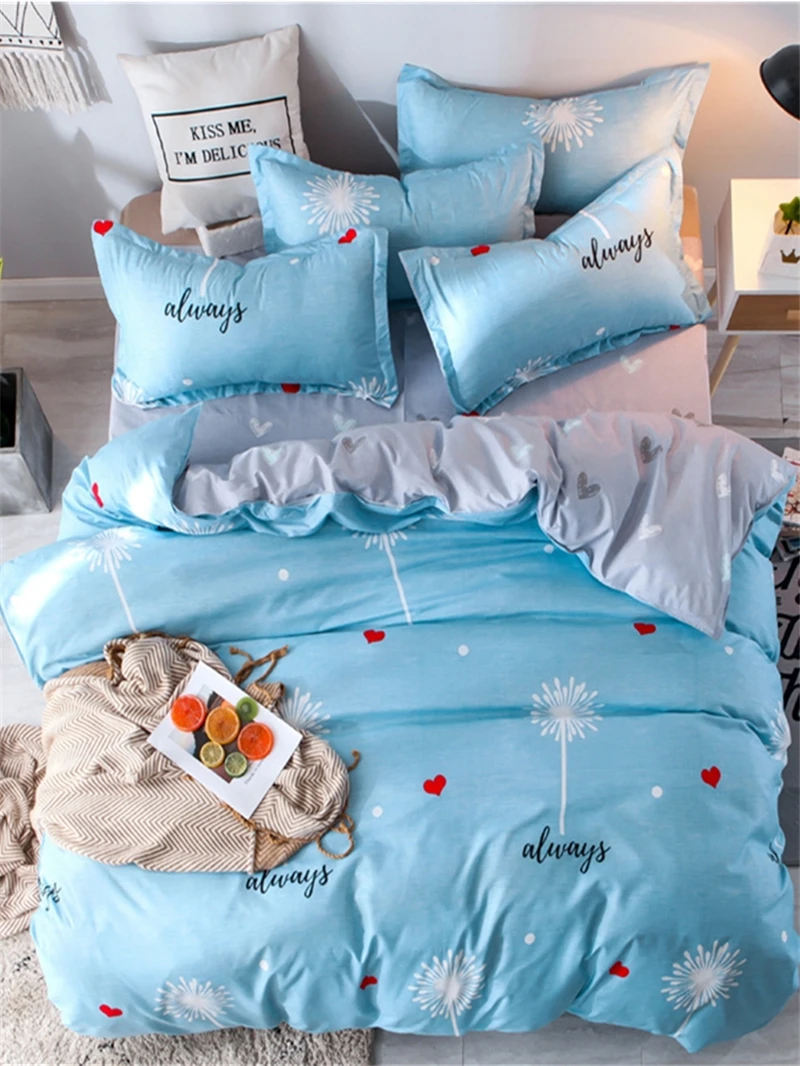 Cartoon Pattern Bedding Set Luxury Vs Secret Pink Bed Sheet Quilt Cover Pillowcase Family Set Soft Breathable Full Size Bed Set