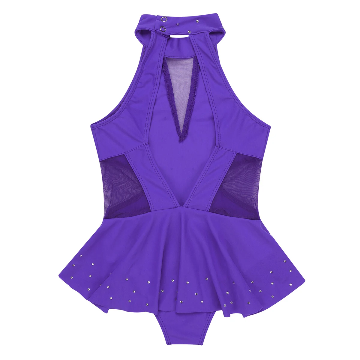 Kids Girls Gymnastic Leotard Shiny Glitter Mesh Splice Ballet Dance Dress for Modern Contemporary Ballroom Stage Performance