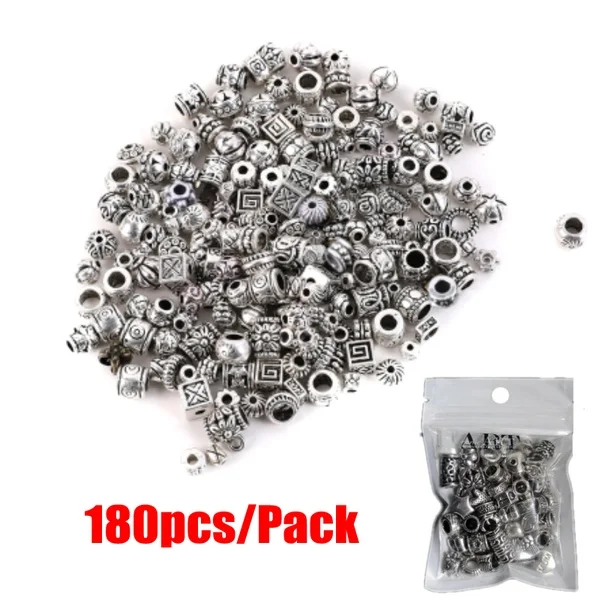 

Wholesale Mixed About 180pcs Tibetan Silver Antique Loose Bead Spacer Beads Connectors DIY Jewelry Making Findings