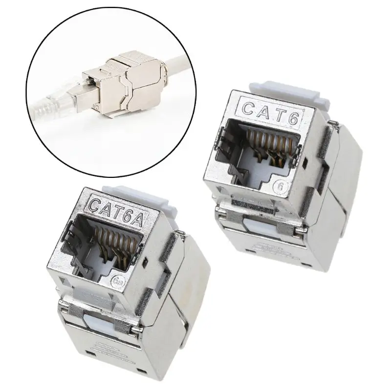 1Pc RJ45 Keystone Cat6 Cat6A Shielded FTP Zinc Alloy Module Keystone Jack Network Connector Adapter