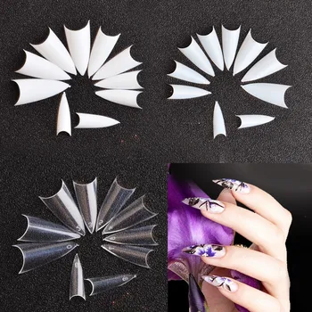 

500PCS/Bag False Nails Art Tips Natural /Clear/White Stiletto Sharp French Artificial Nails Acrylic Fake Nails Tips Design