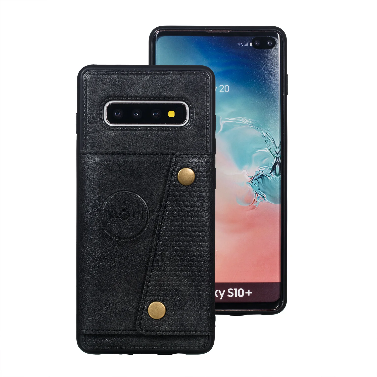 Black Принципиально A50 держателей карт бумажник чехол для samsung S10 S9 S8 плюс S10e обратите внимание; размеры 9 и 10 плюс A10 A20 A30 A40 A70 A60 A80 M10 M20 M30 Coque - Color: Black