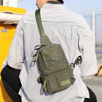 

Men Wear Resistant Black Nylon Waterproof Men Chest Bags Waist Pack Fashion Male Simple Phone Pouch Crossbody Bag