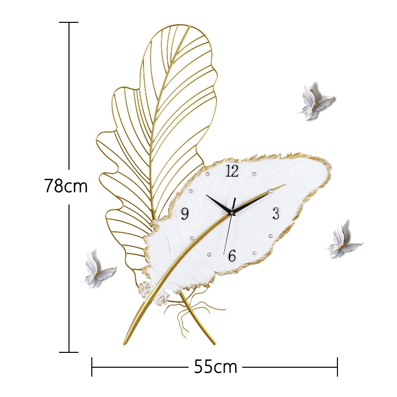 feather metal resin clock porch simple TV wall wall clock B-1  