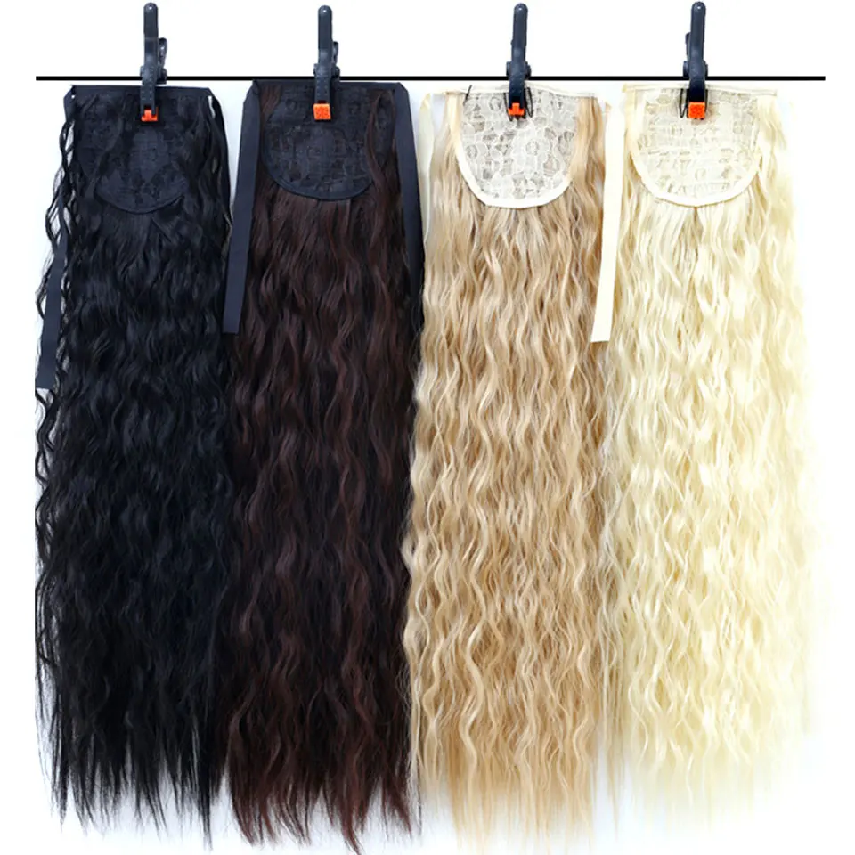 MSTN женские длинные Кукуруза кудрявая поддельные волосы на шнурке конский хвост наращивание синтетические высокотемпературные волокна волосы для наращивания