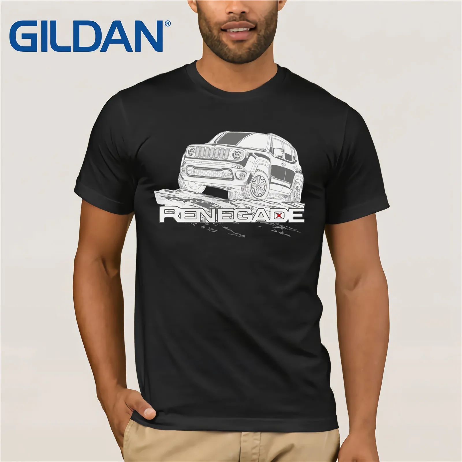 

Page One Summer New Cool Jeep Printed T-shirt Leisure Fitness Soft Fashion Round Neck Short Sleeve Men's Cotton Tops Tees