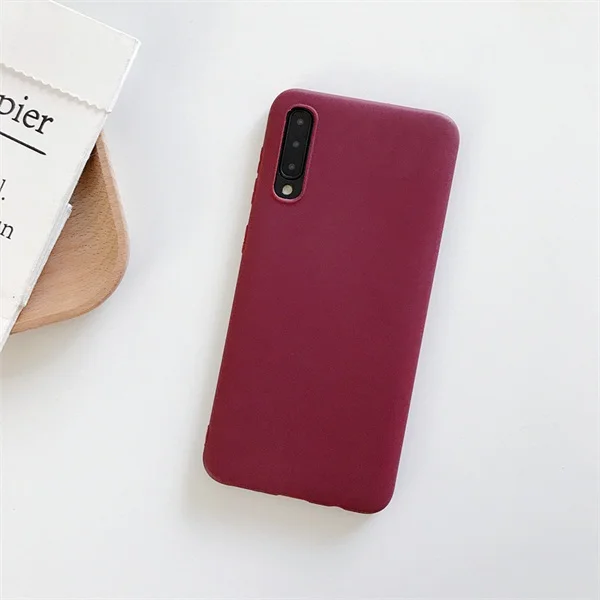 Силиконовый чехол s для samsung Galaxy A30 A40 A50 A10 A20 A70 тапочки однотонного яркого чехол M10 A20 M20 A7 A8 Note 9/Mate 10 S8 S9 S10 плюс - Цвет: Коричневый