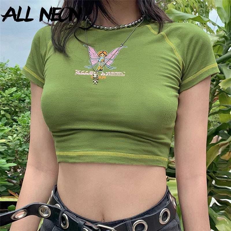 Allneon E Girl Butterfly Graphic And Letter Printing Stitch Green Crop Tops Y2k Summer Grunge Style O Neck Short Sleeve T Shirts T Shirts Aliexpress Allneon E Girl Butterfly Graphic And Letter Printing Stitch Green Crop Tops Y2k Summer Grunge Style O Neck Short Sleeve T Shirts T Shirts Aliexpress