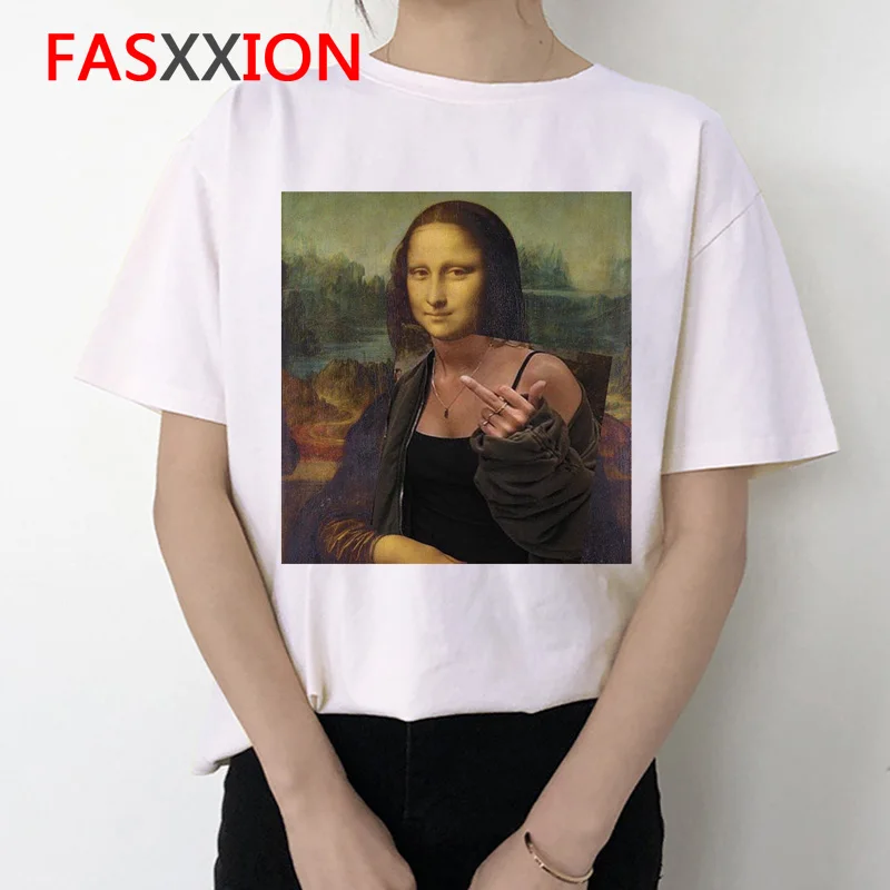 Mona Lisa, женская футболка, ulzzang art, смешная, Корейская, 90 s, футболка, летняя, эстетическая, Ullzang, винтажная, женская футболка, одежда, топ, футболка - Цвет: 7516