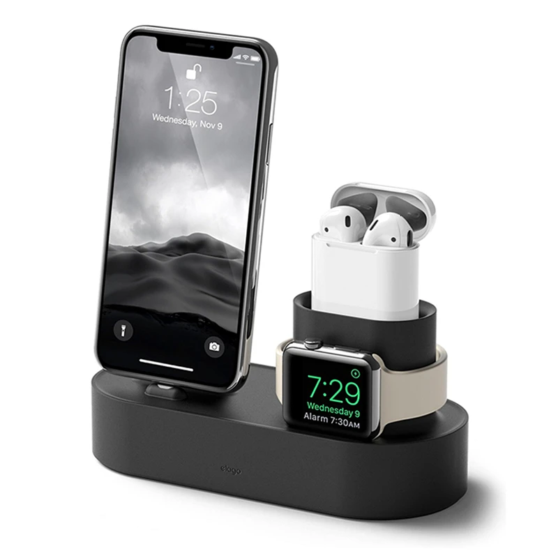 3 в 1 зарядная док-станция держатель для iPhone X XR XS Max 8 7 6 силиконовая зарядная подставка для Apple Watch AirPods зарядная станция Док-станция