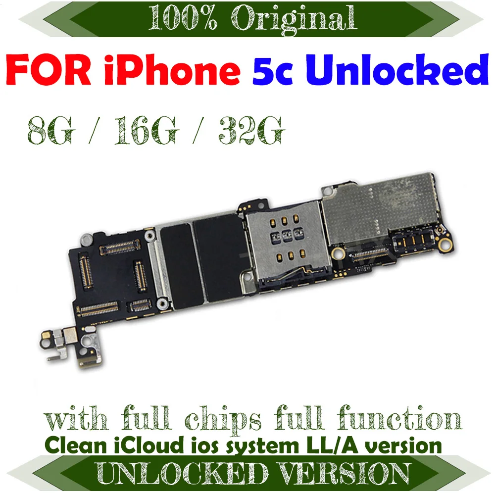 Материнская плата iCloud для iphone 5C полностью разблокированная с чипами 16 ГБ