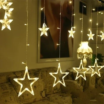 

LED curtain light Lamp String 8 Modes Garden Christmas Lights Decoration Moon Star 2.5M US 110V Wedding Neon Lantern Festival