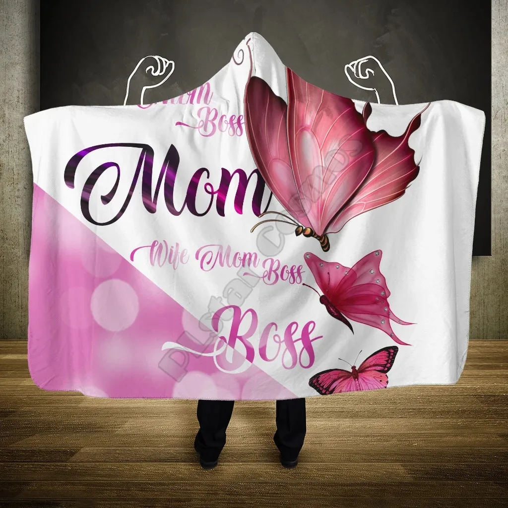 

Love Mom Butterflies 3D Printed Wearable Blanket Adults For Kids Various Types Hooded Blanket Fleece blanket 03