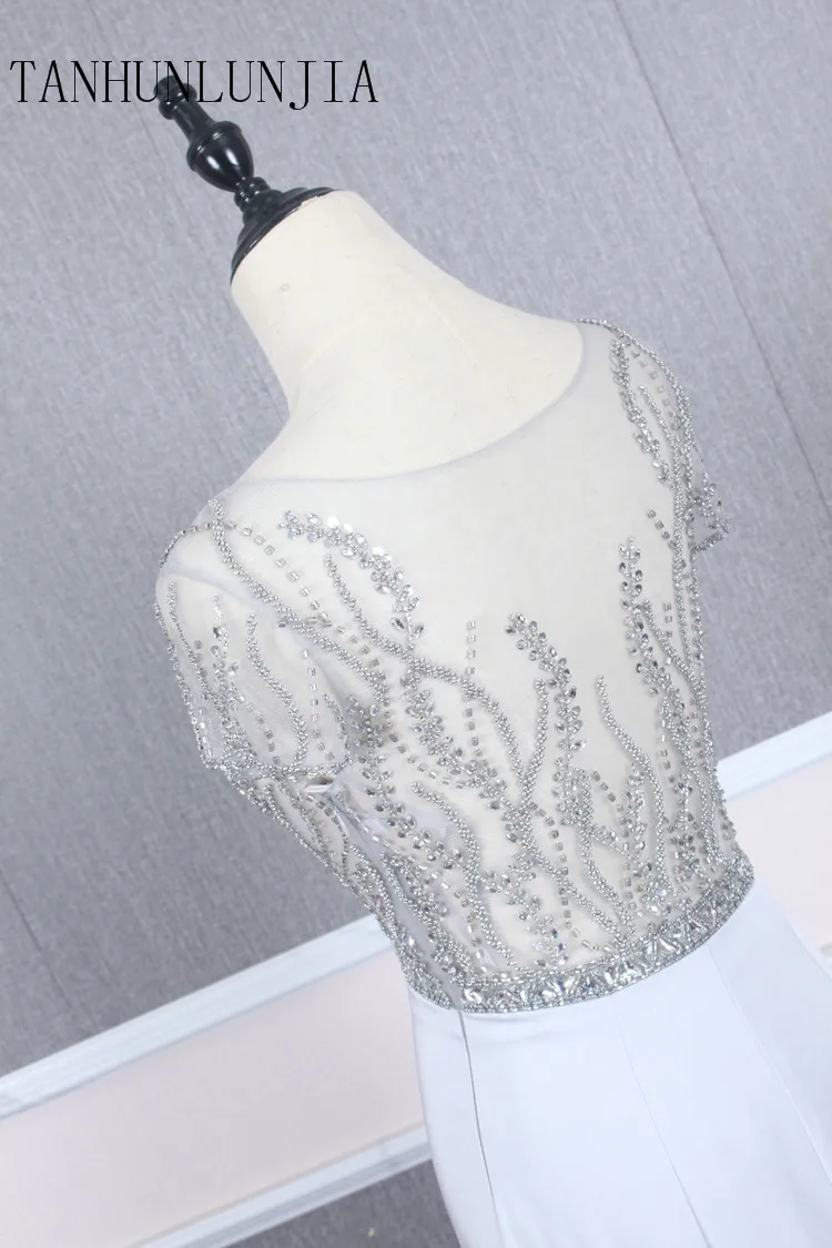 Свадебное платье Русалка с рукавами Vestidos de novia винтажное расшитое бисером свадебное платье с круглым вырезом Свадебные платья без спинки