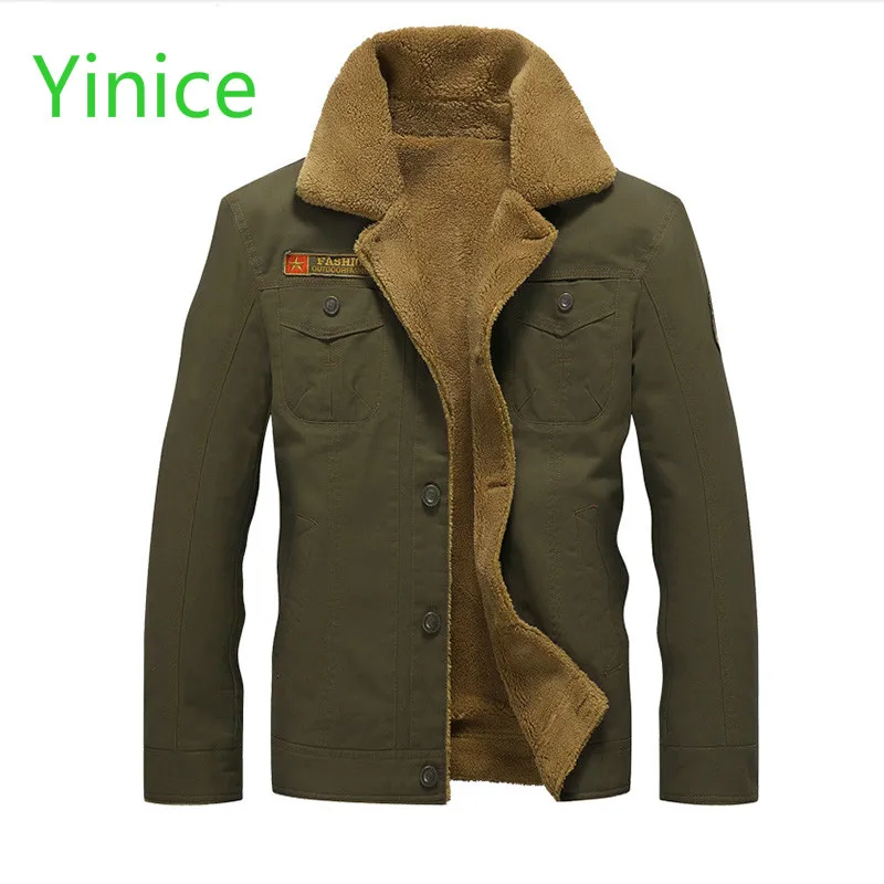 

Winter Men Army Tactical Fleece Solid Jacket Drop Shipping Bomber Jacket Men Air Force Pilot Jacket Warm Male Fur Collar