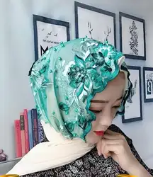 Аппликации вышивка мусульманских исламских женщин мгновенные Шали шифон хиджабы