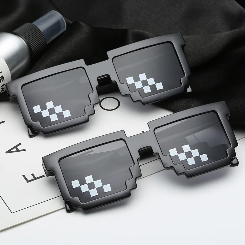 Gafas de sol de mosaico con funda de EVA para niños, divertidas gafas cuadradas de Minecraft Con estuche de EVA, 2020