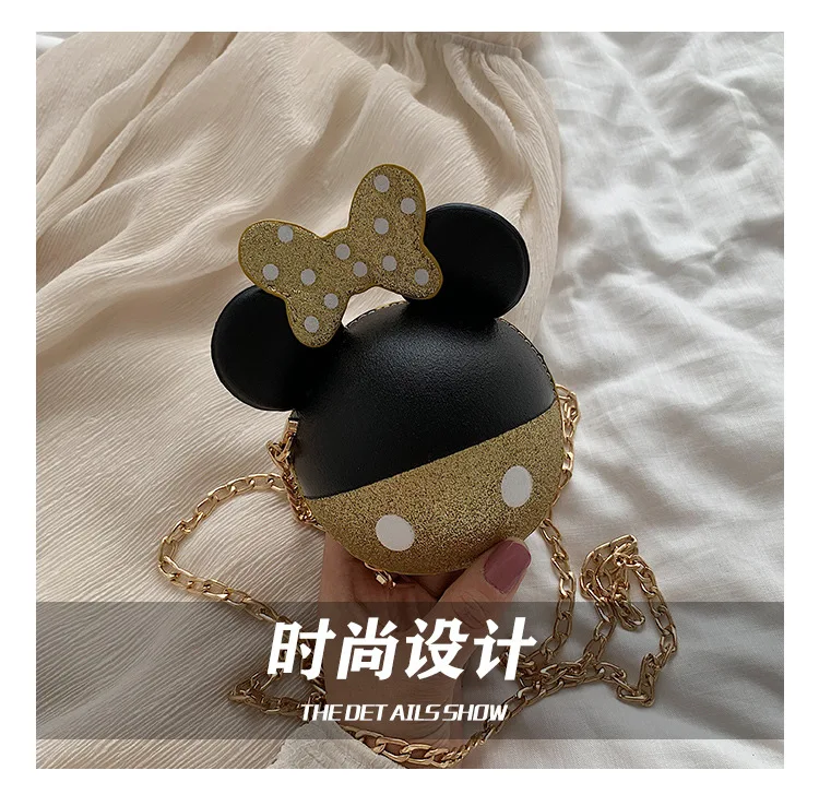Disney Микки Маус сумка женская Новая мода яркая звезда милый Микки лук девушка цепь сумка для покупок монета