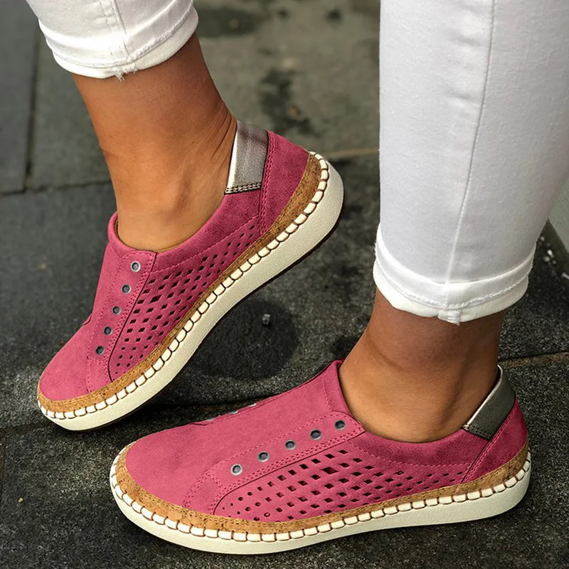 Женская Повседневная обувь; слипоны; женские удобные женские лоферы; женская обувь на плоской подошве; теннисные туфли; женская обувь из вулканизированной кожи; дышащая обувь - Цвет: pink 2