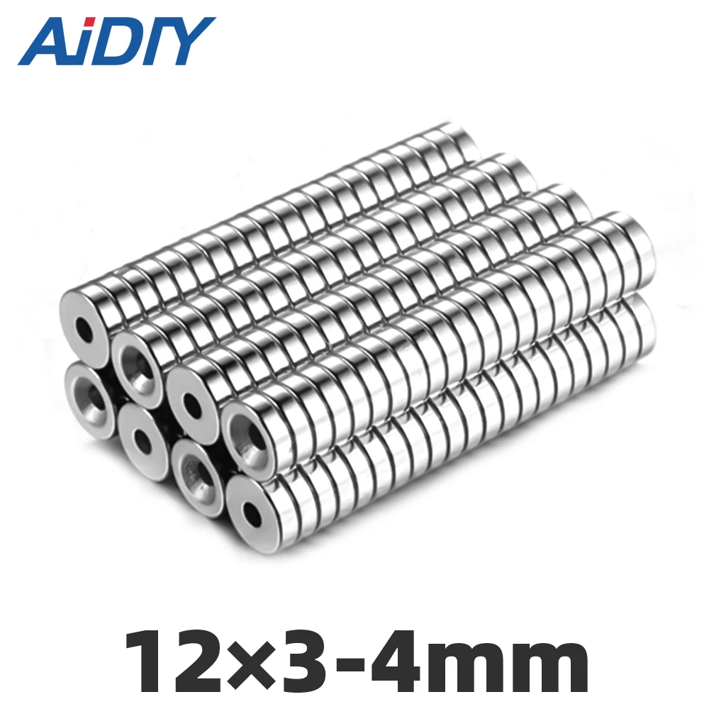 Aidiy 5/20/50 шт 12x3 мм отверстие 4 мм N35 супер крепкое кольцо магнитные установки постоянный неодимовый редкоземельный магнит 12*3-4 мм