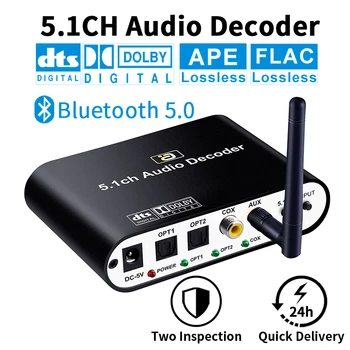 

DA615 5.1CH Audio Decoder Bluetooth 5.0 Reciever DAC Wireless Audio Adapter Optical Coaxial AUX USB disk play DAC DTS AC3 FLAC