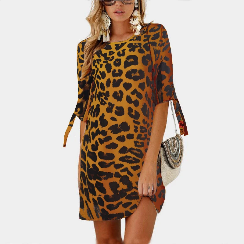 

Boho Dress Floral Print Chiffon Beach Dresses Tunic Sundress Loose Mini Party Dress Plus Size Vintage Short Dress