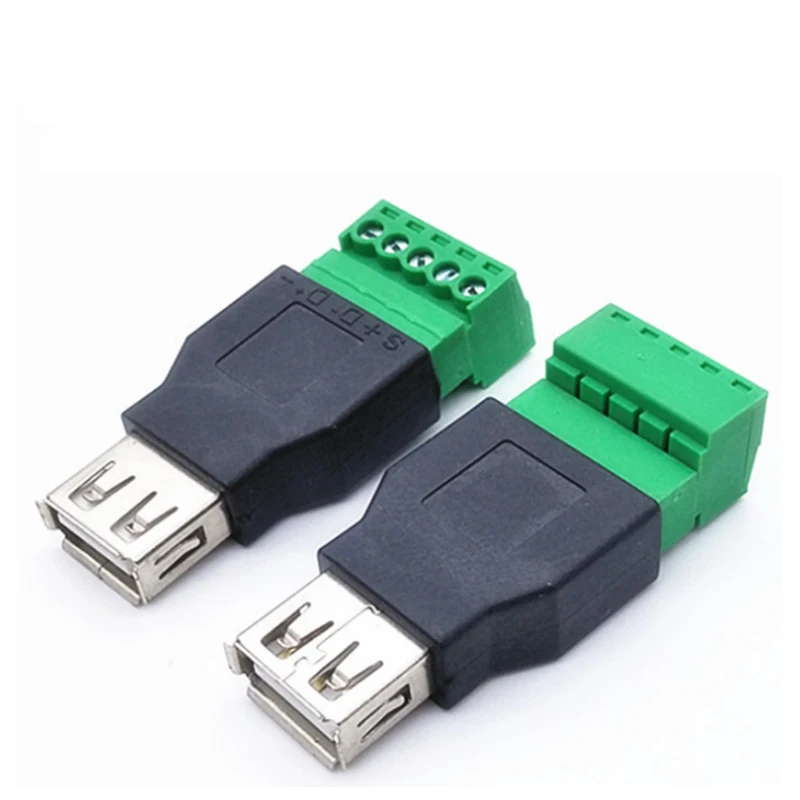 USB Female USB 2,0 A Клеммная колодка USB 2,0 Женский Джек 5 Pin Винт Щит терминалы Тип адаптер - Цвет: USB Female
