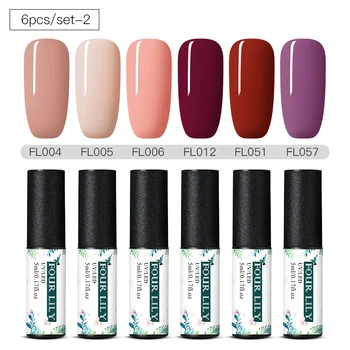 

FOUR LILY 4/6pcs Gel Nail Polish Kits Pure Colors UV Gel Varnish Set Long Lasting Soak Off Nail Art Manicure Set Nagellack Set
