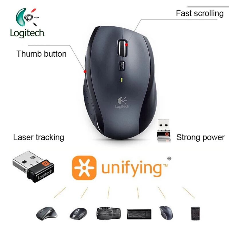 Оригинальная Лазерная беспроводная мышь logitech M705, поддержка официальной проверки, 2,4 ГГц, 1000 точек/дюйм, для Windows 10/8/7