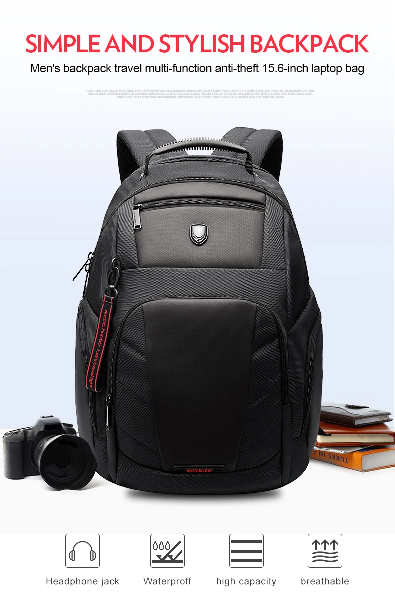 ARCTIC HUNTER, водонепроницаемый рюкзак, мужской рюкзак для ноутбука, школьная сумка для подростков, рюкзак, многофункциональные дорожные рюкзаки для мужчин