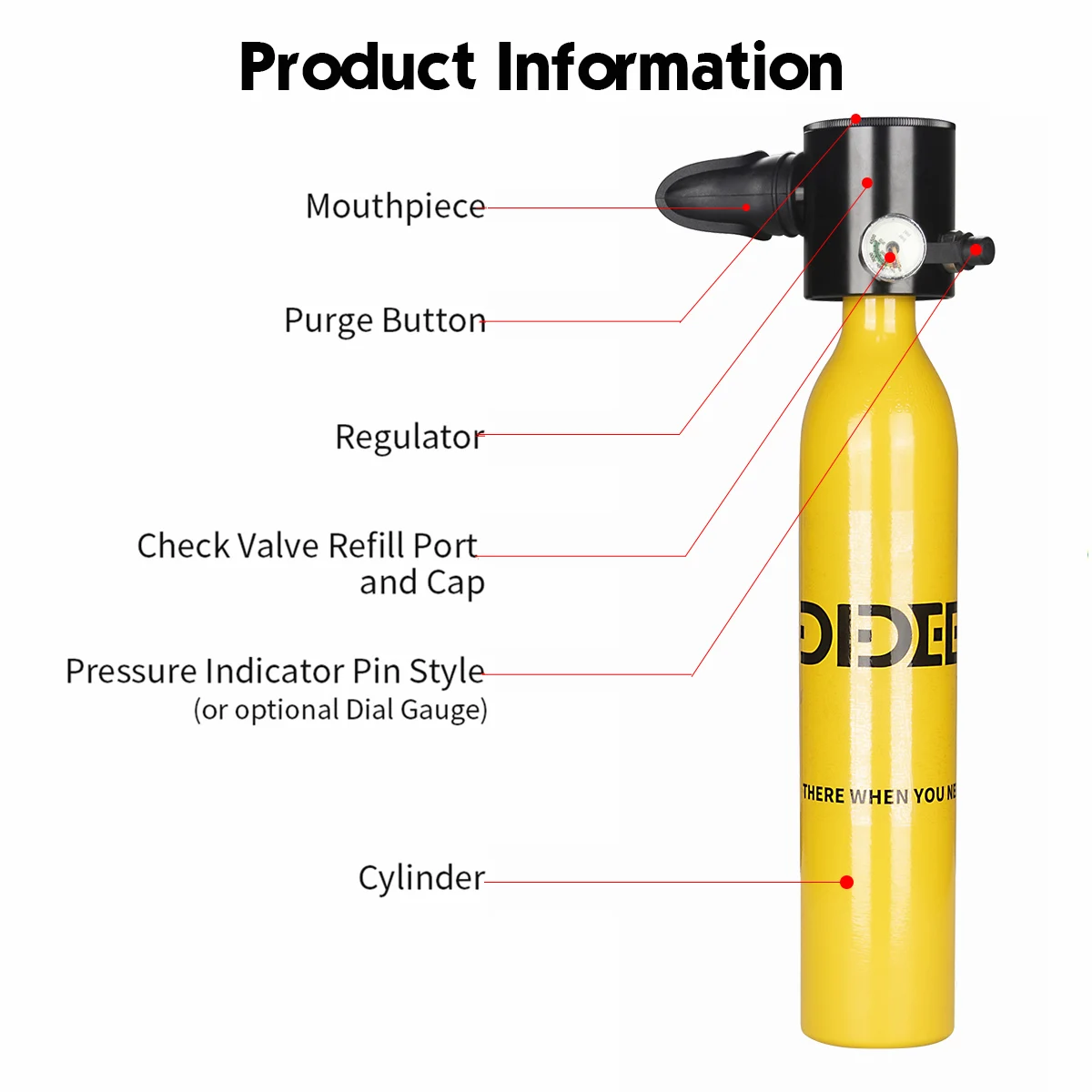 DIDEEP 1L/0.5L кислородный баллон для дайвинга, система для дайвинга, респираторный Набор для подводного плавания, дыхательное оборудование