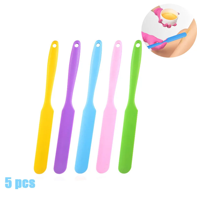 5 Pieces Non-stick Wax Spatulas Silicone Spatula Waxing Applicator Hair Removal Sticks Reusable Scraper Hard Wax Stick for Home silicone wax melting pot wax melting bowl non stick wax heater inner bowl hair removal waxing pot