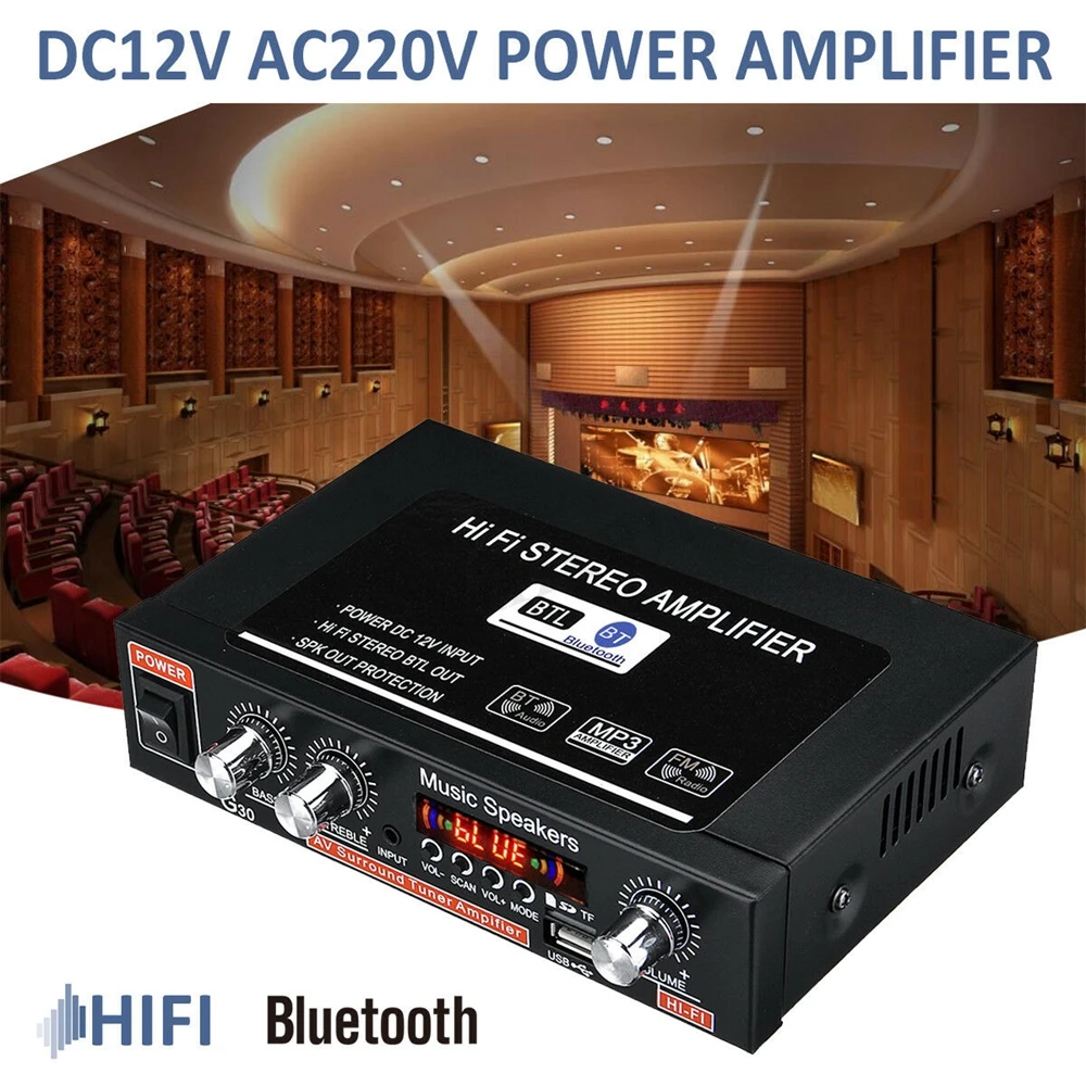 Универсальный автомобильный усилитель мощности G30 HIFI Bluetooth FM радио плеер