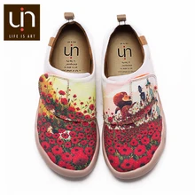 UIN/повседневная обувь с рисунком в цветочном поле для больших детей; парусиновая обувь на плоской подошве на липучке для мальчиков и девочек; уличные кроссовки