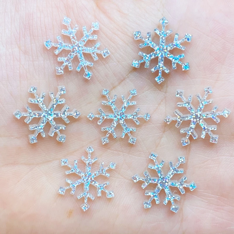 20Pcs 17mm Resin Mini Shining Snowflakes Flat Back Cabochons Scrapbooking DIY Jewelry Craft Decoration Accessories Q57 resin crafts accessories resin crafts resin ornaments