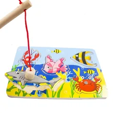 Puzzle magnétique en bois pour enfants, jeux de pêche amusants, puzzle interactif Parent enfant, anniversaire éducatif