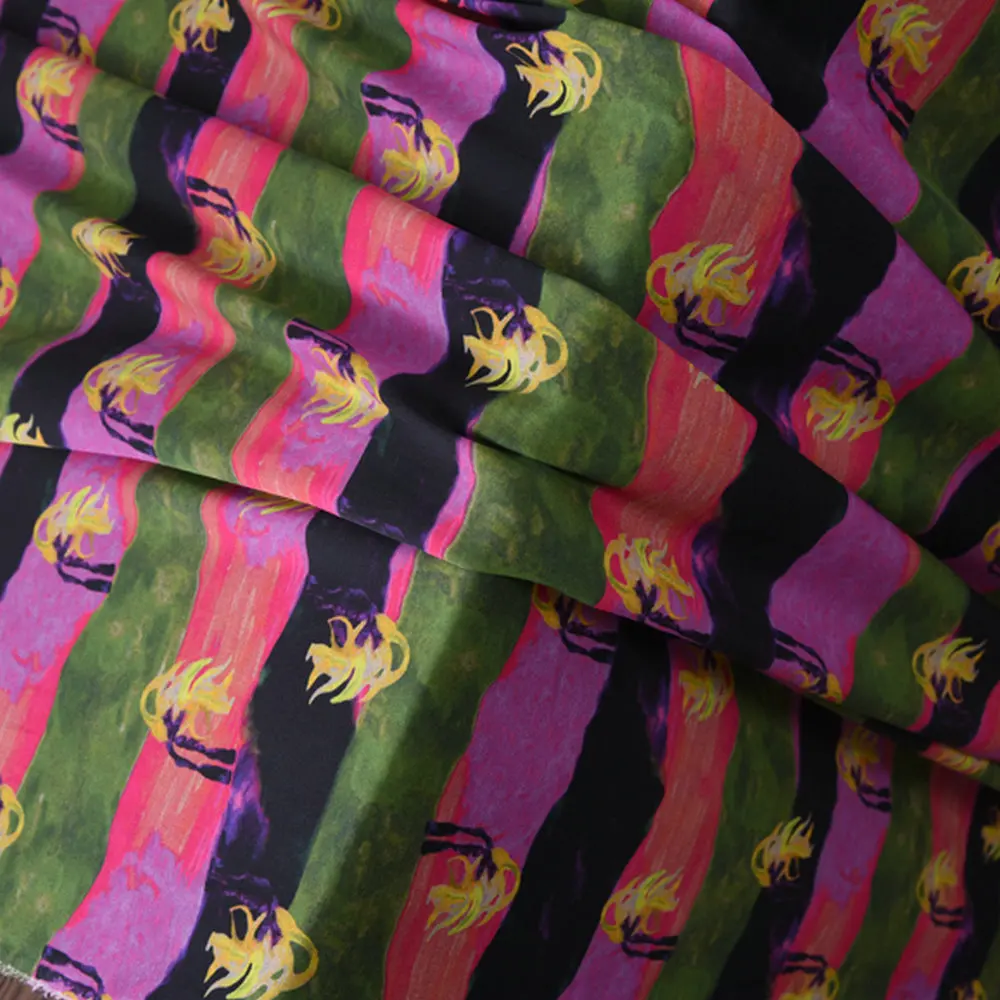 Цифровой Ptinted эластичный шелк креп-жоржет платье ткань