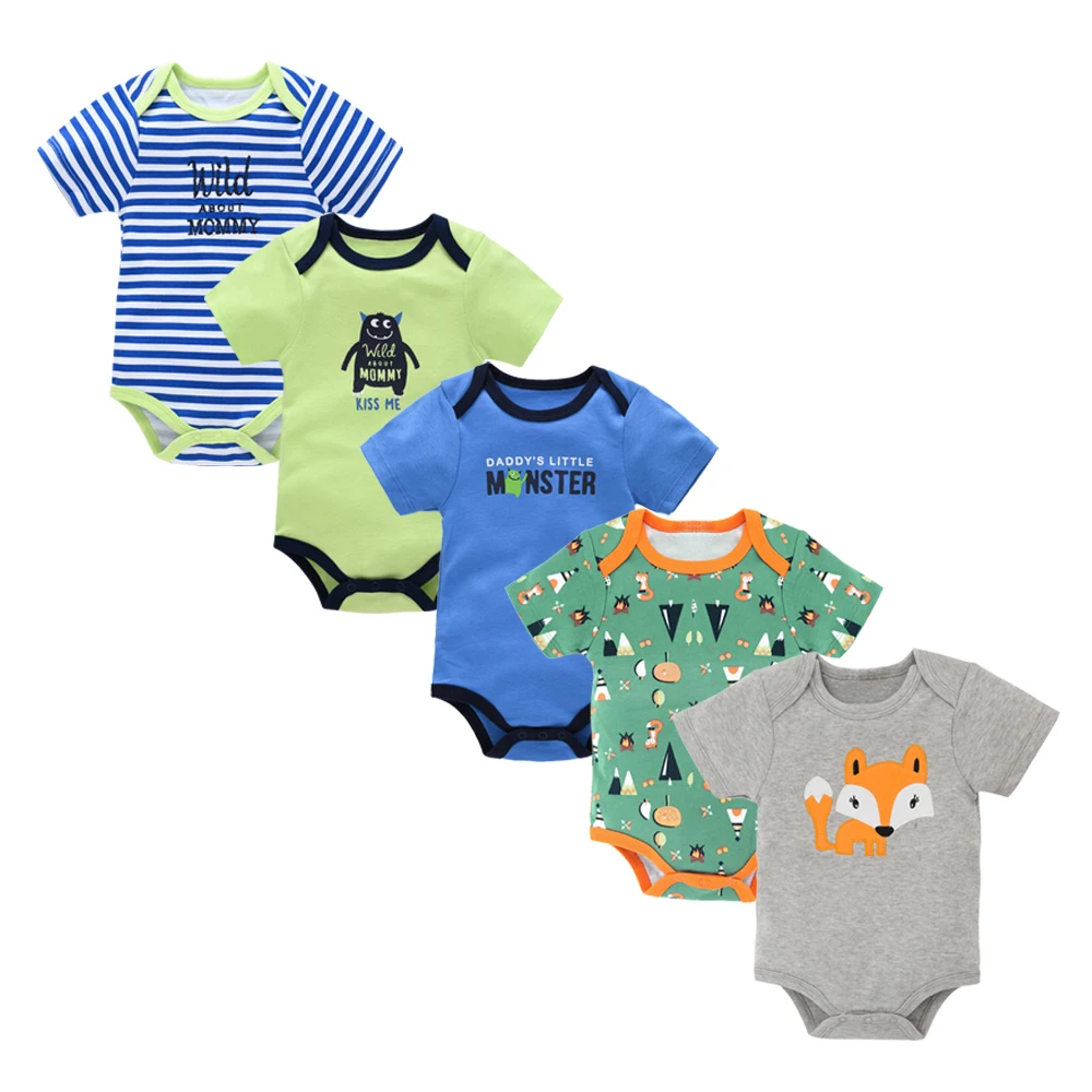 

Newborn Bodysuit Cotton Baby Girl Boy Clothes Short Sleeve Outfit Cartoon body bebe menina 5Pcs/set body baby ropa de bebe