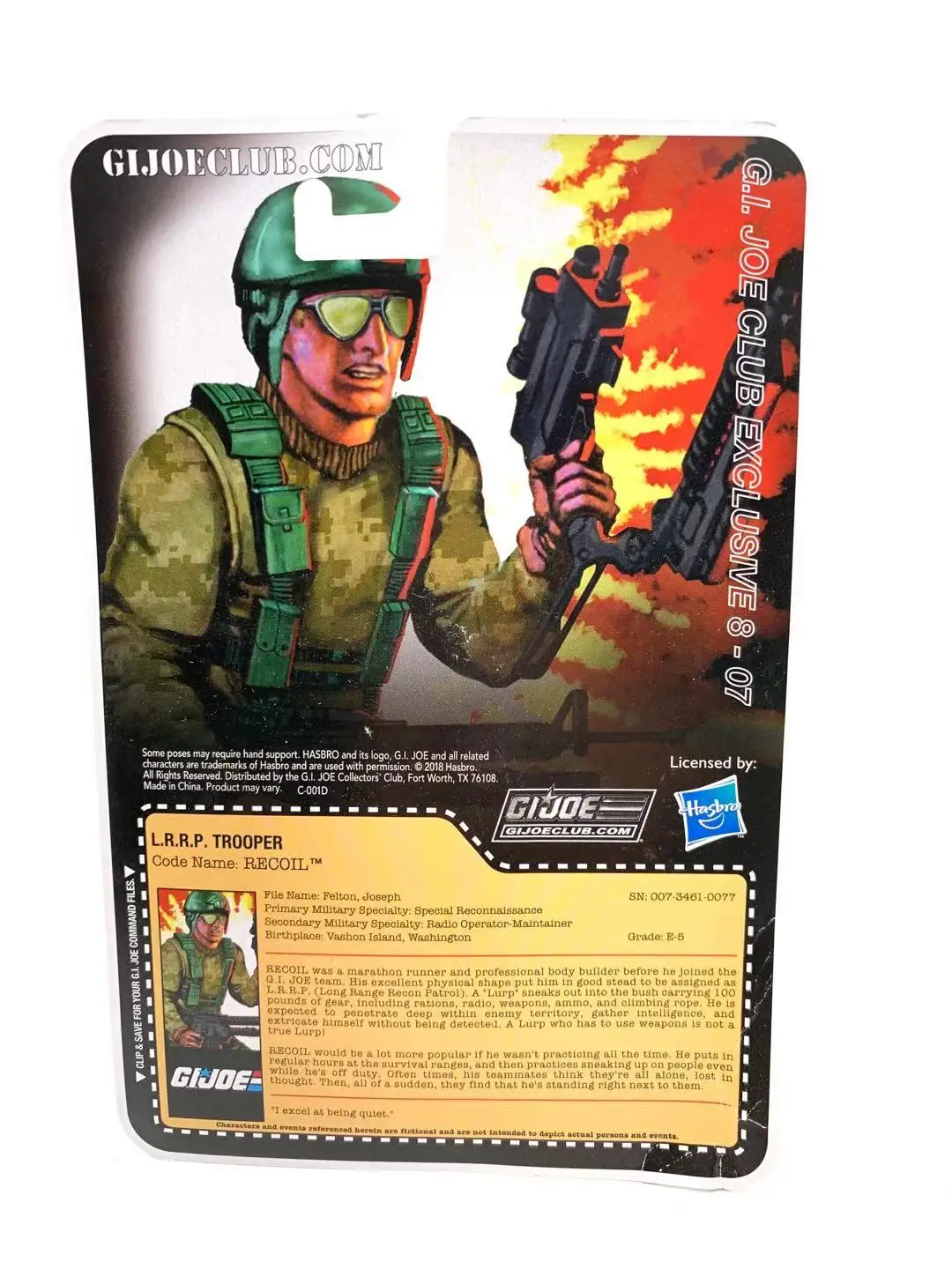 GIJOE 1/18 коллектор клуб эксклюзивный FSS 8,0 Recoil фигурка новая