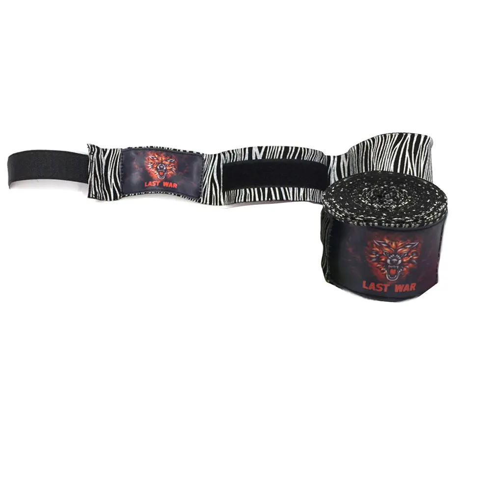 Black Sanda Training Straps Boxing Bandage Movement Outdoor Cotton Zebra Stripes Wristband Hand Bandages Boxing Straps Sports - Цвет: Black