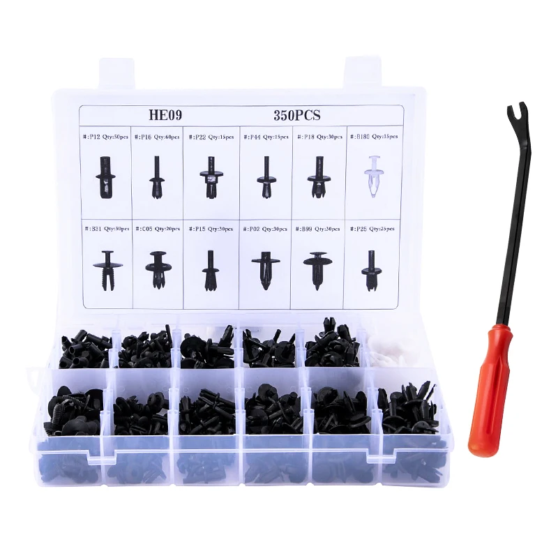 

350Pcs Assorted Car Body Push Retainer Pin Rivet Fasteners Trim Moulding Clip Expansion Screws Kit with Removal Tool Screwdrive